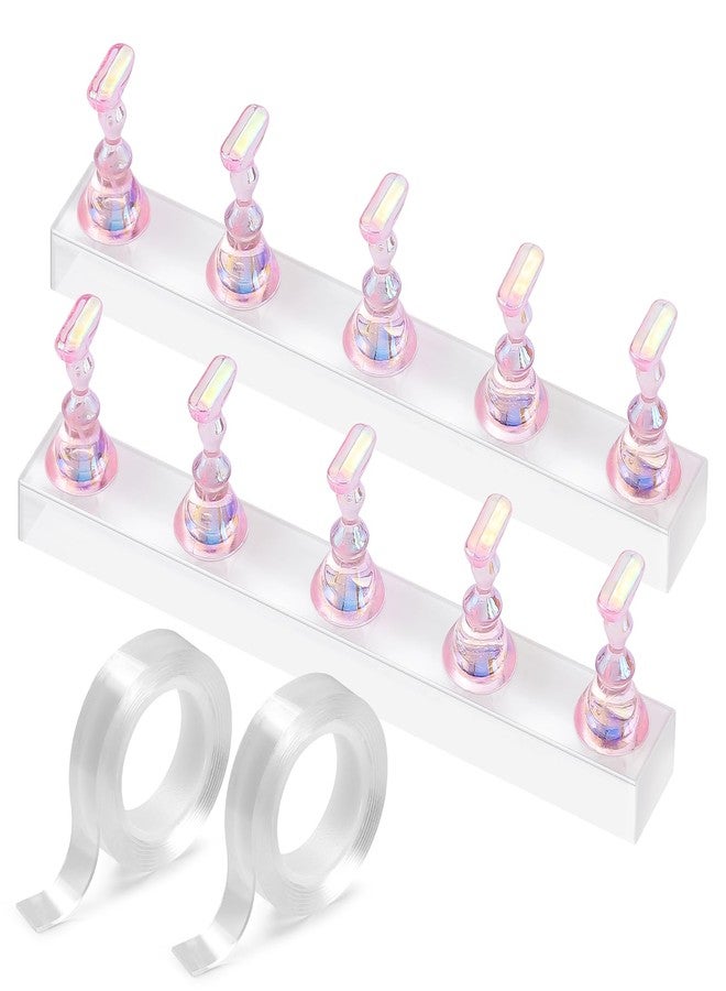 Etercycle Nail Stand for Press On Acrylic Nails Art Display Stand Nail Holder for Painting Magnetic Nails Stand with Double-sided Tape for Home DIY Salon Supplie (Pink) - Image 1